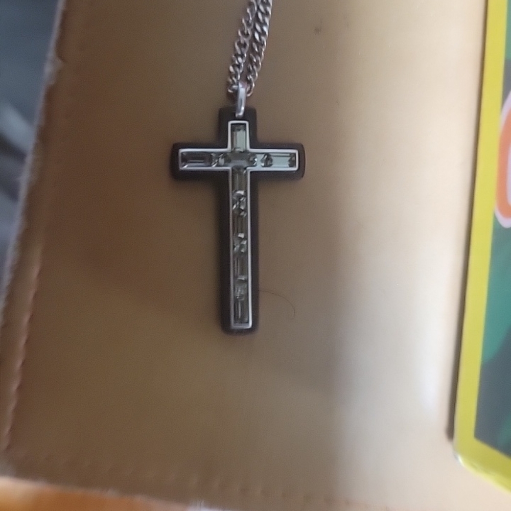 Swarovski Black and Silver Cross Necklace